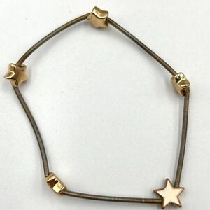 Vintage Y2K Star Guitar String Bracelet Set Gold Tone White Enamel Classic